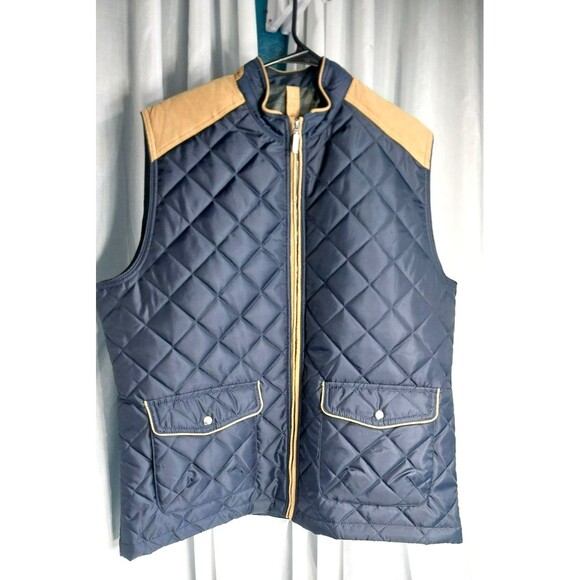 Alan Flusser Vest Mens XL Blue Quilted Corduroy Trim Paisley Lining - Picture 1 of 8